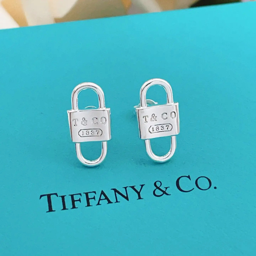 Tiffany & Co. Silver Stained Lock Earrings